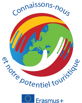 Logo projektu Erasmus+ „Connaissons – nous et notre potentiel touristique” (Poznajmy się i nasz potencjał turystyczny)