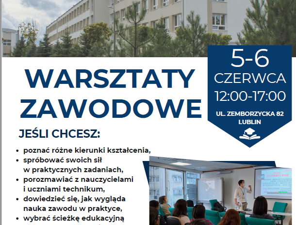 Plakat - warsztaty zawodowe w ZSTK