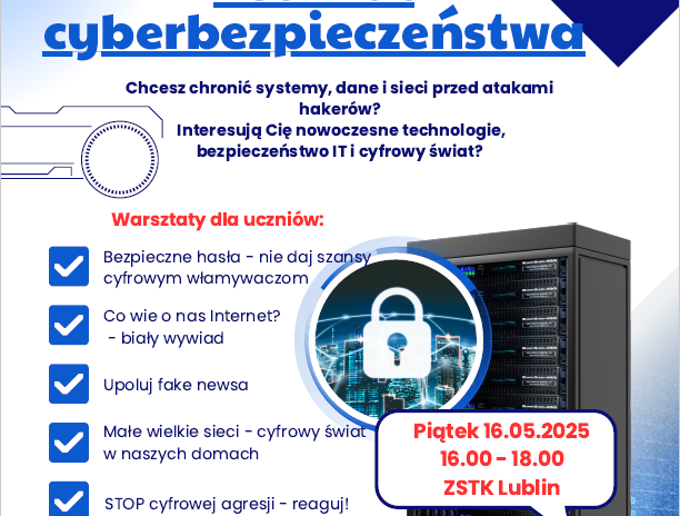 plakat - warsztaty - technik cyberbezpieczeństwa.